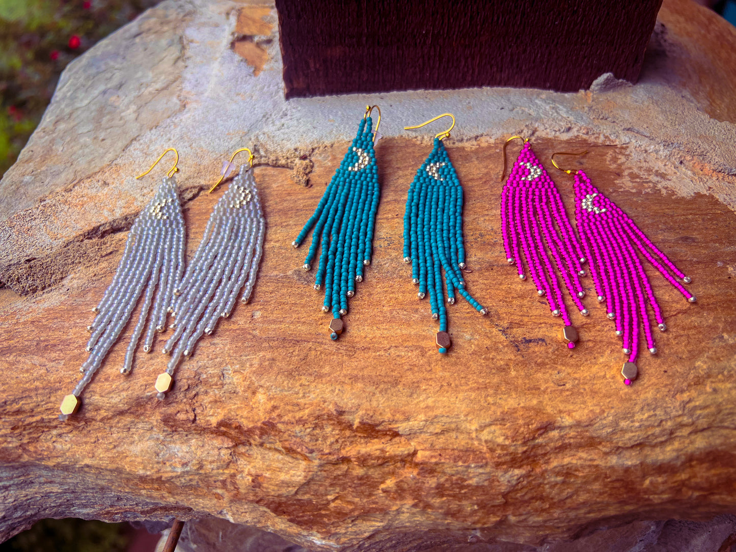 Turquoise moon dangles