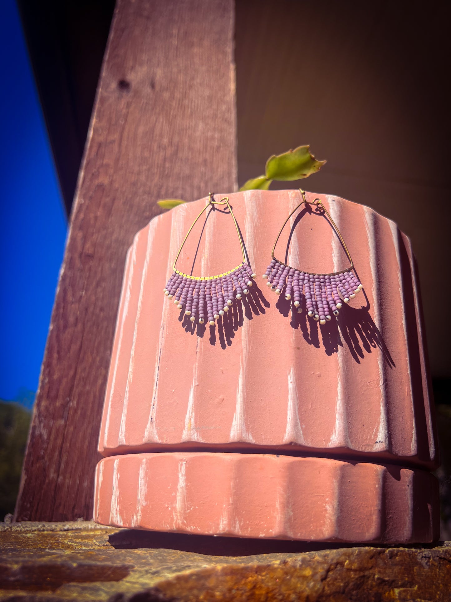 Small purple beaded earrings