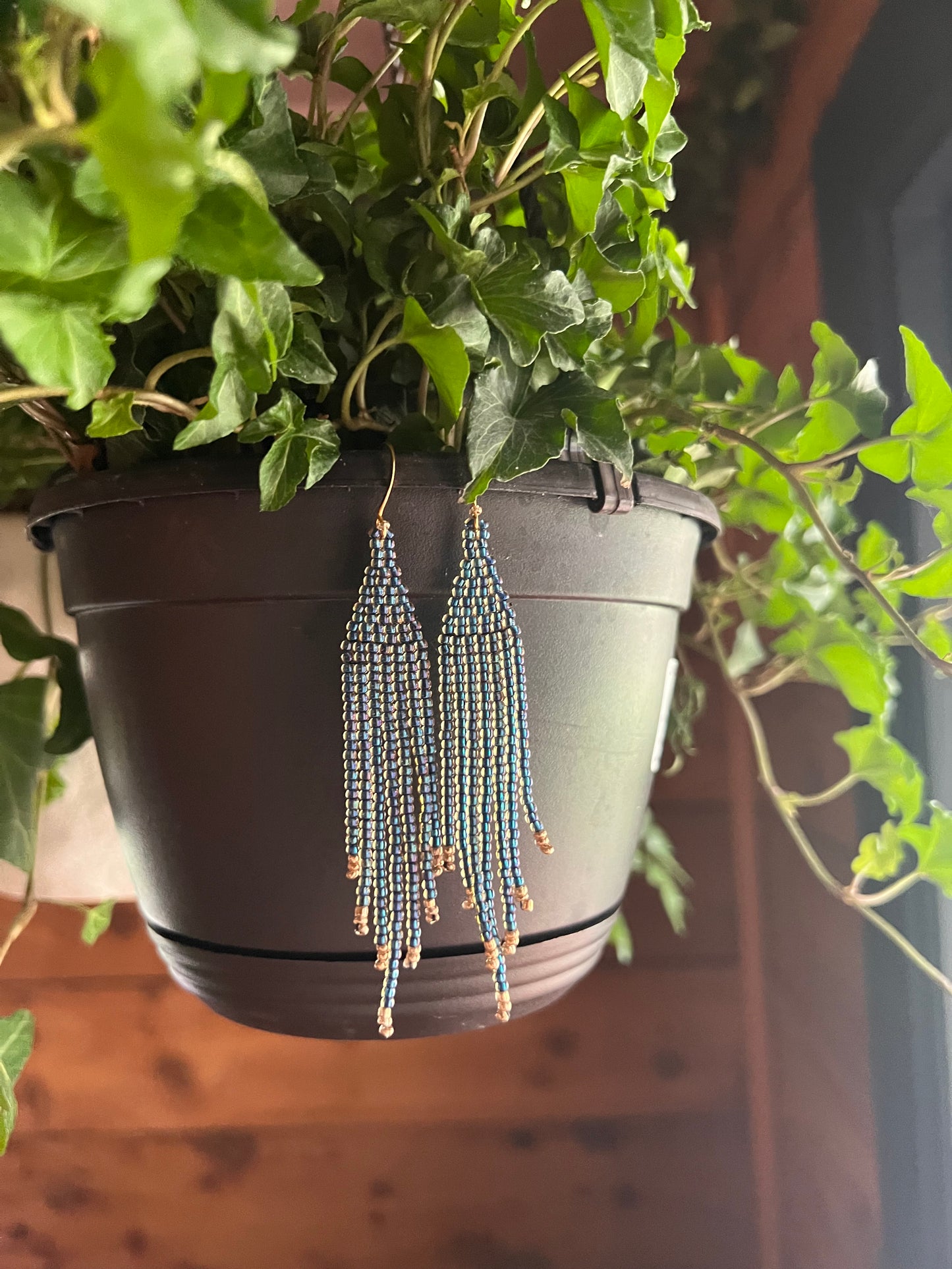 Shimmery blue simple dangles