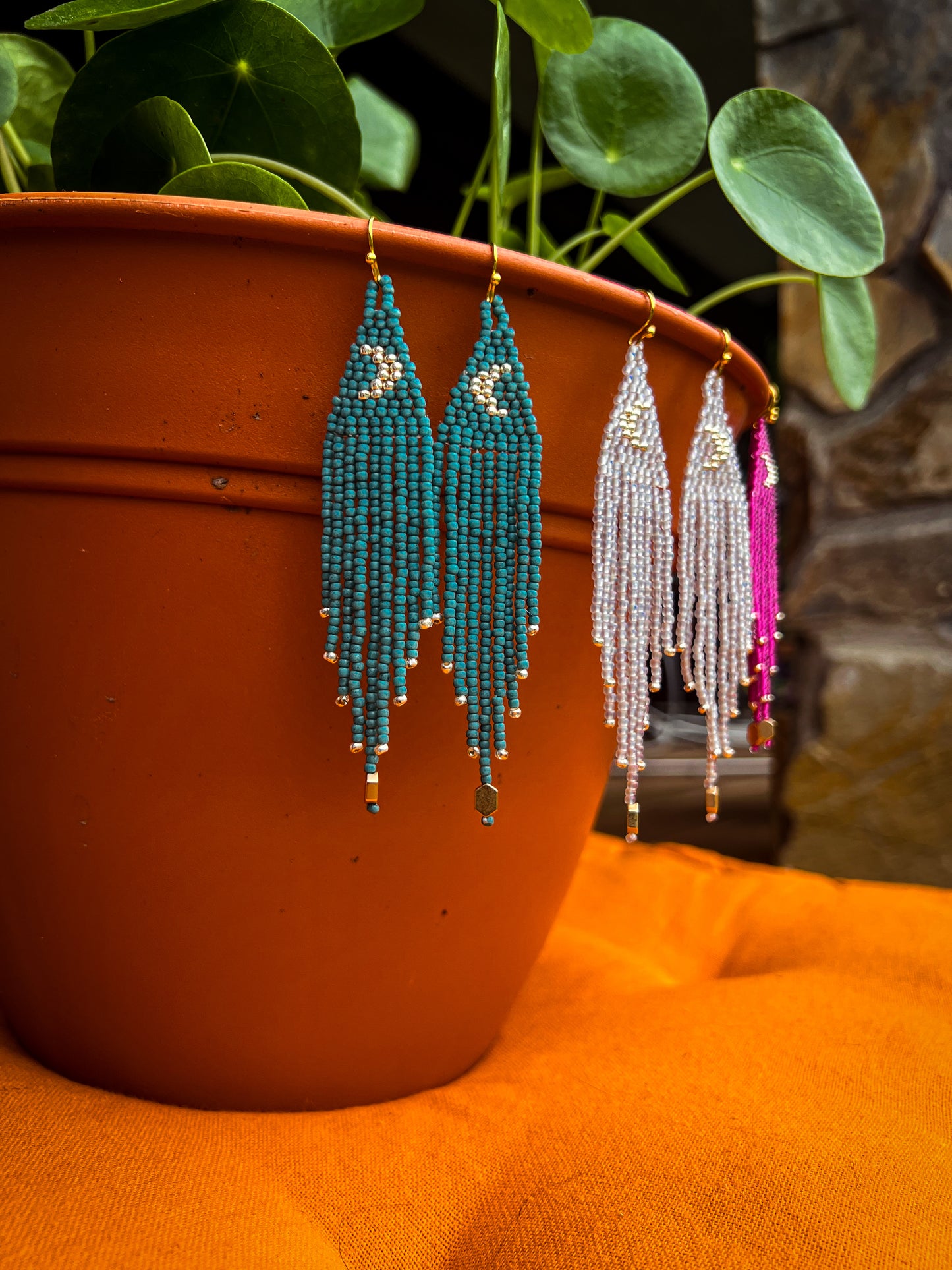 Turquoise moon dangles