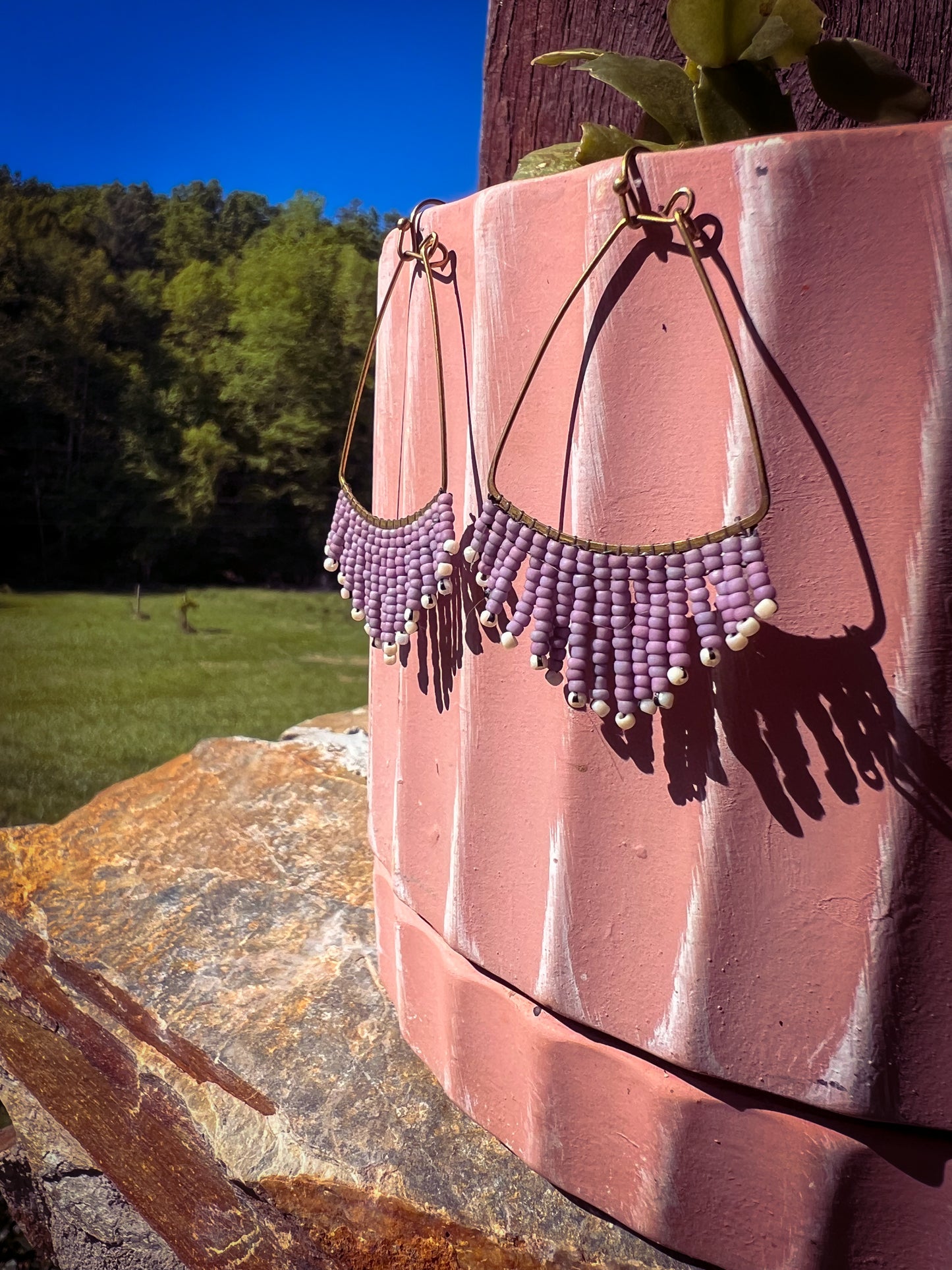 Small purple beaded earrings