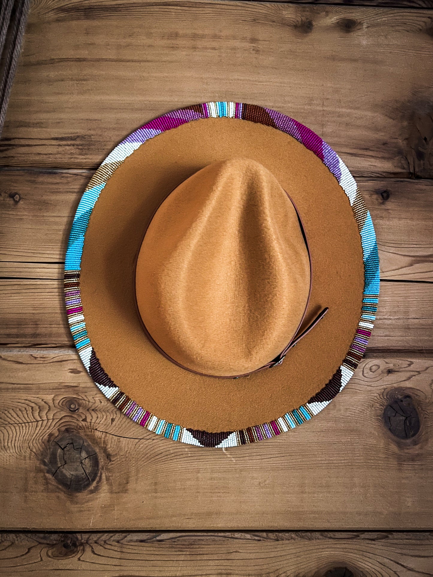 Hand beaded fedora hat