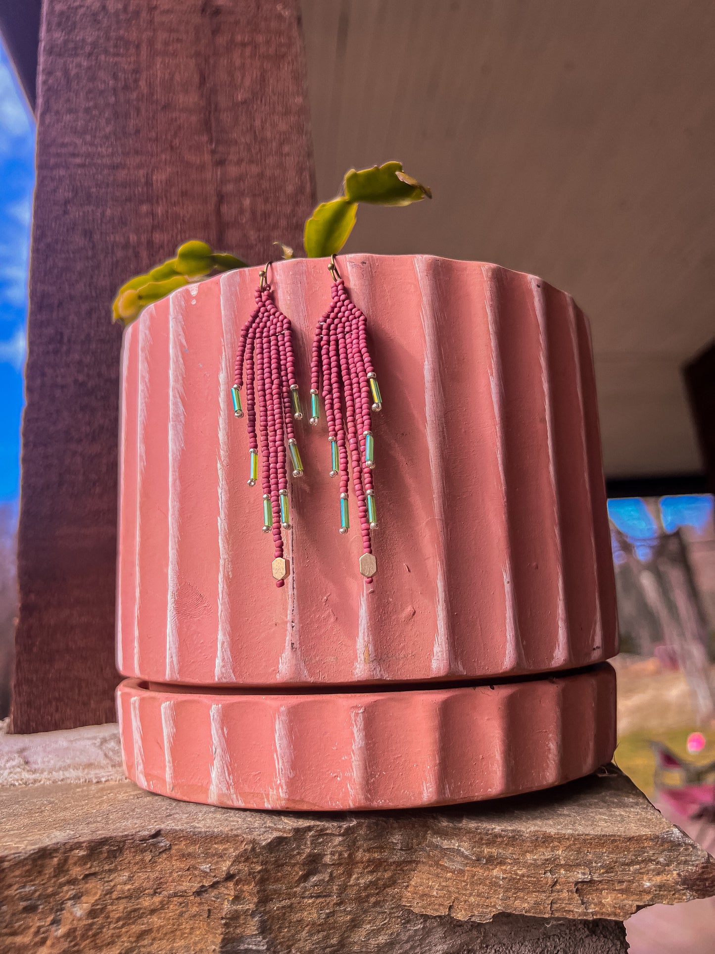 Mauve beaded dangles