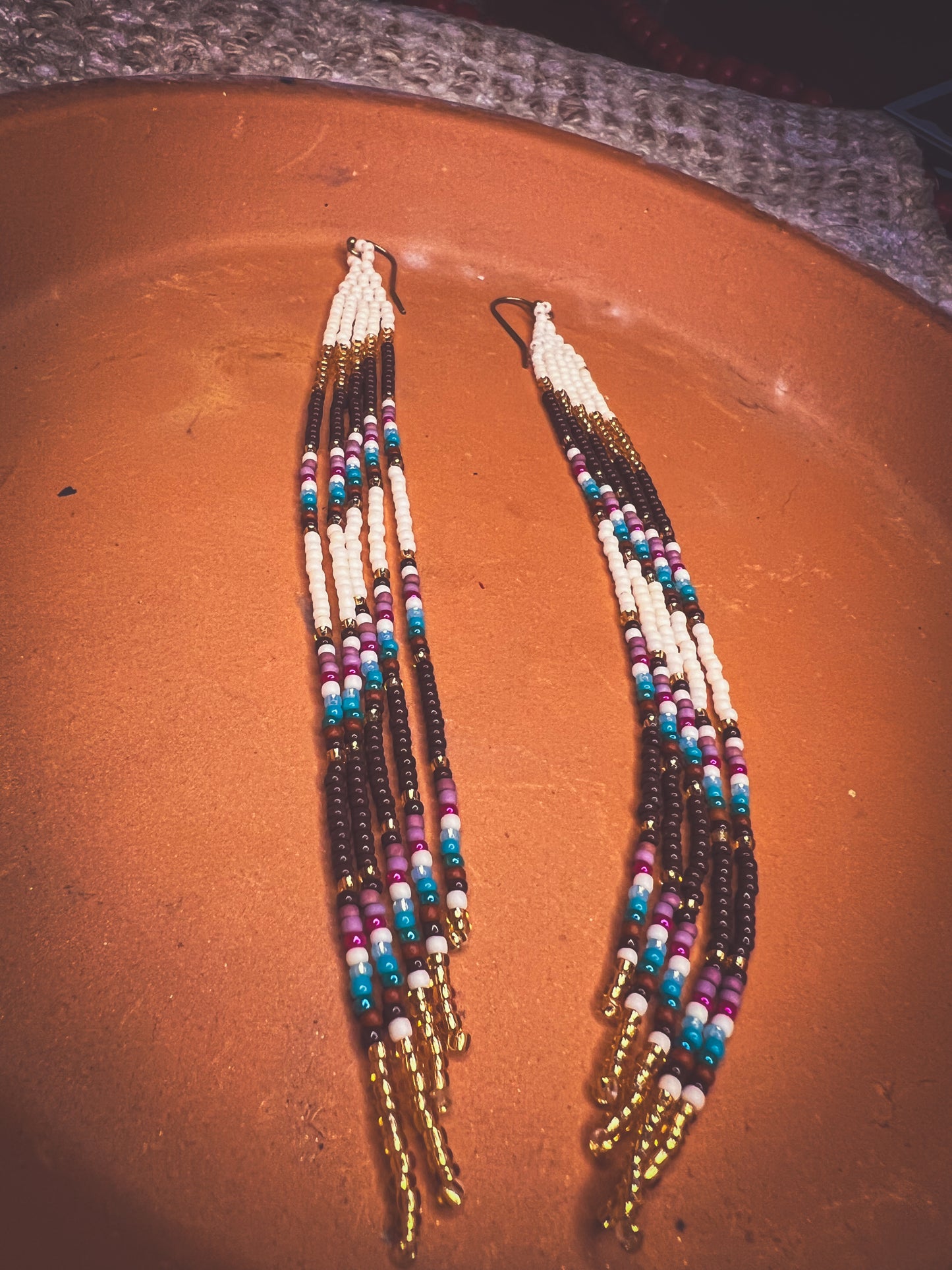 Multicolor long skinny dangles