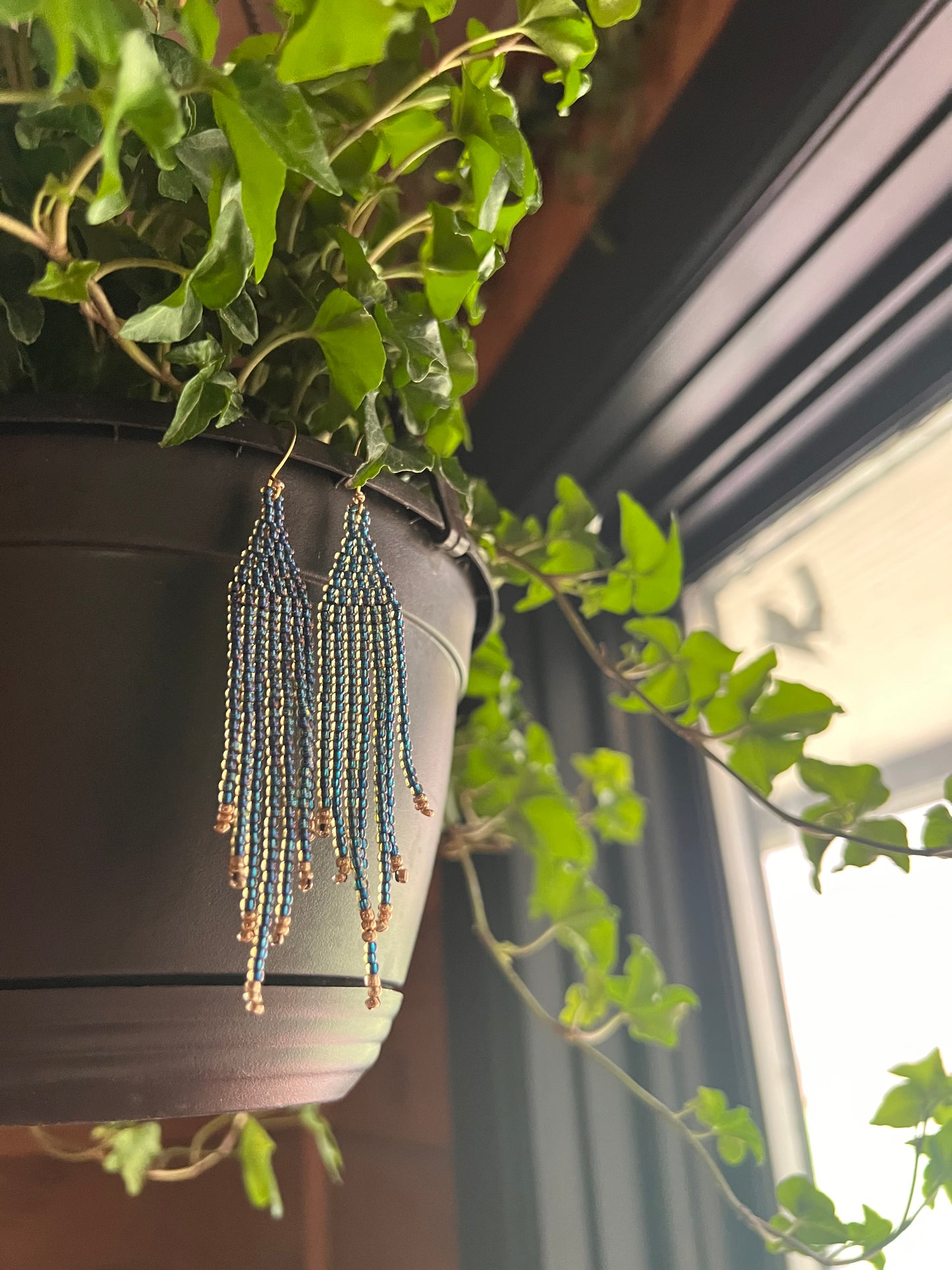 Shimmery blue simple dangles