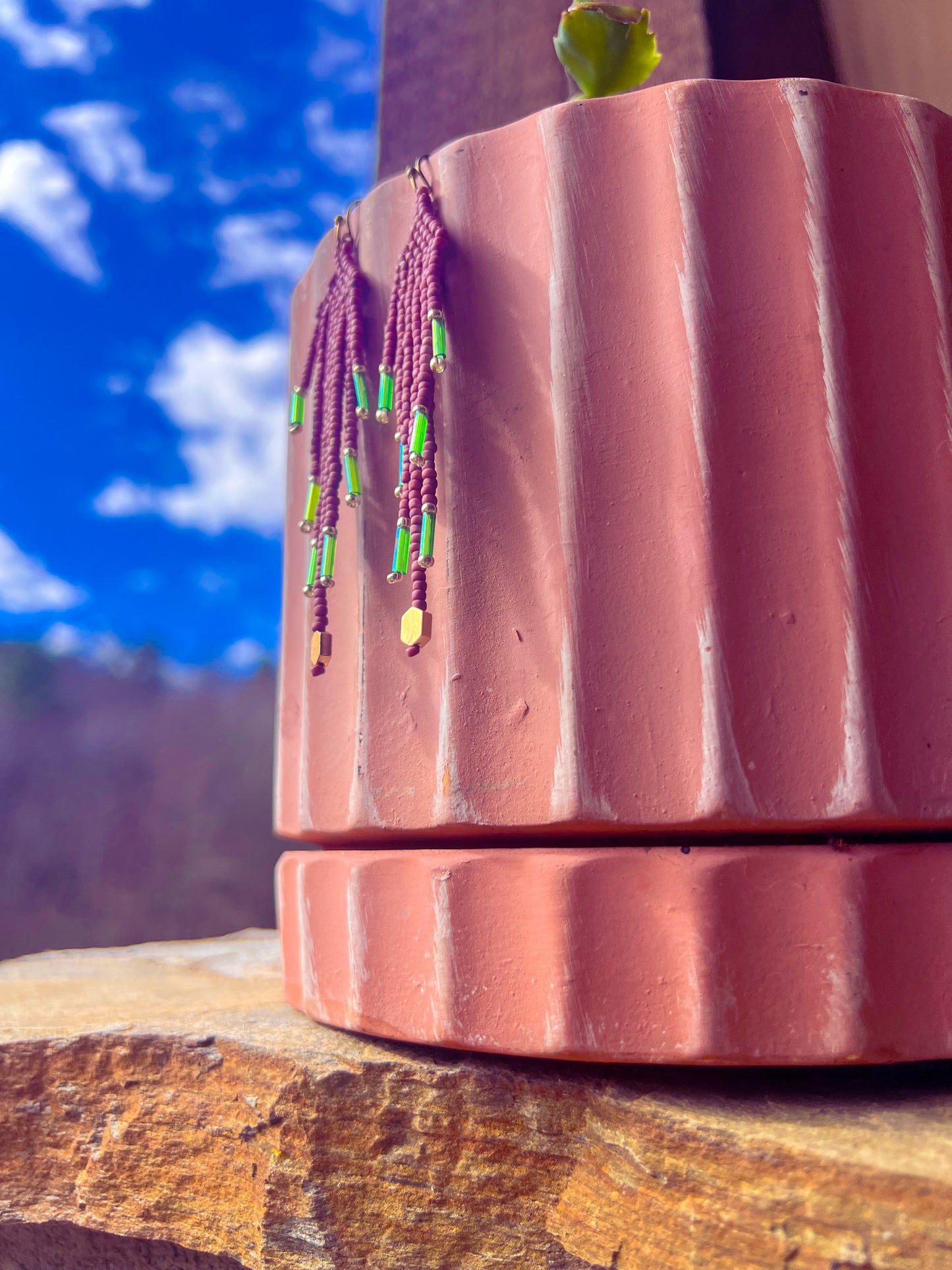 Mauve beaded dangles