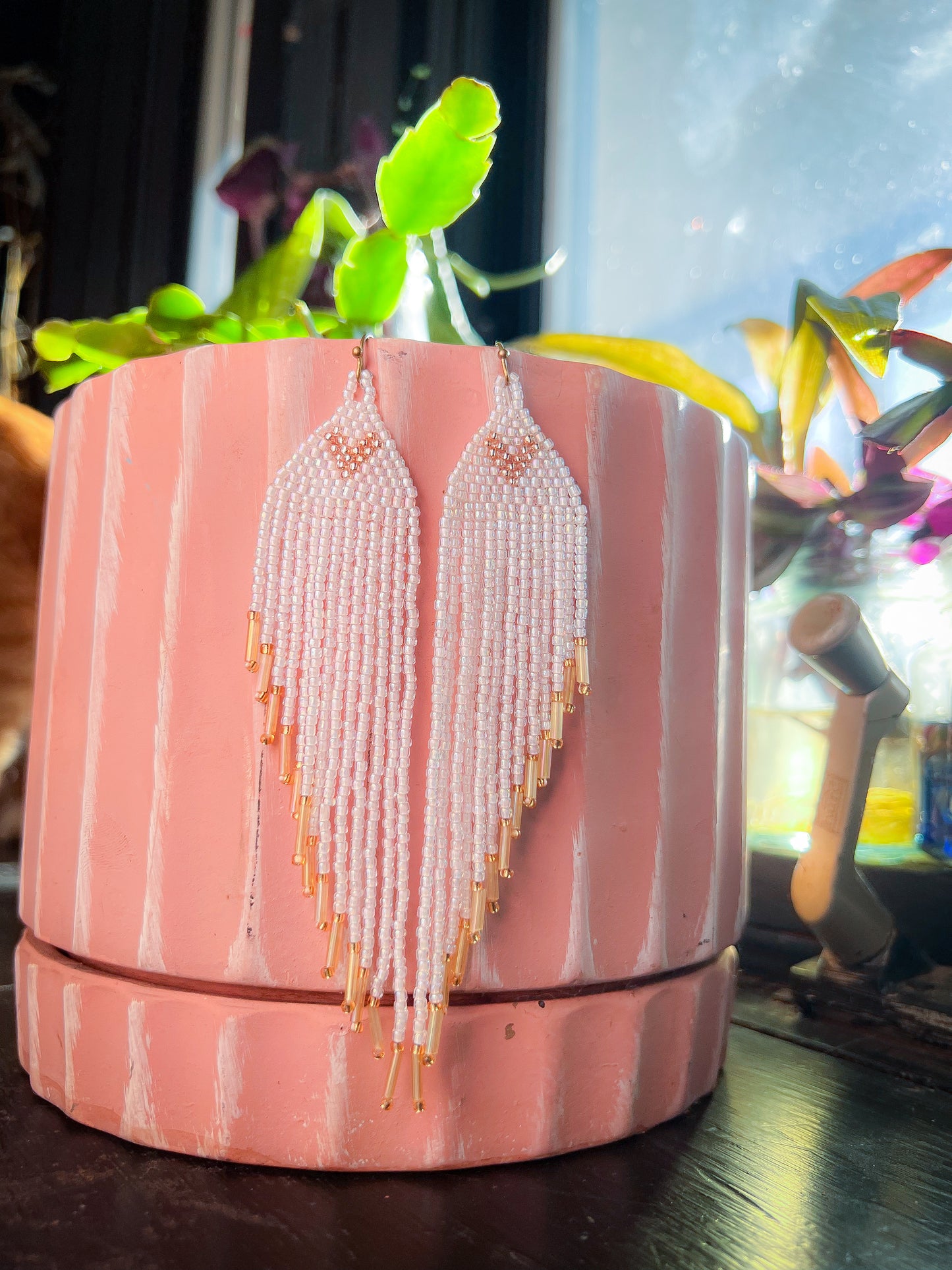 White angel heart dangles