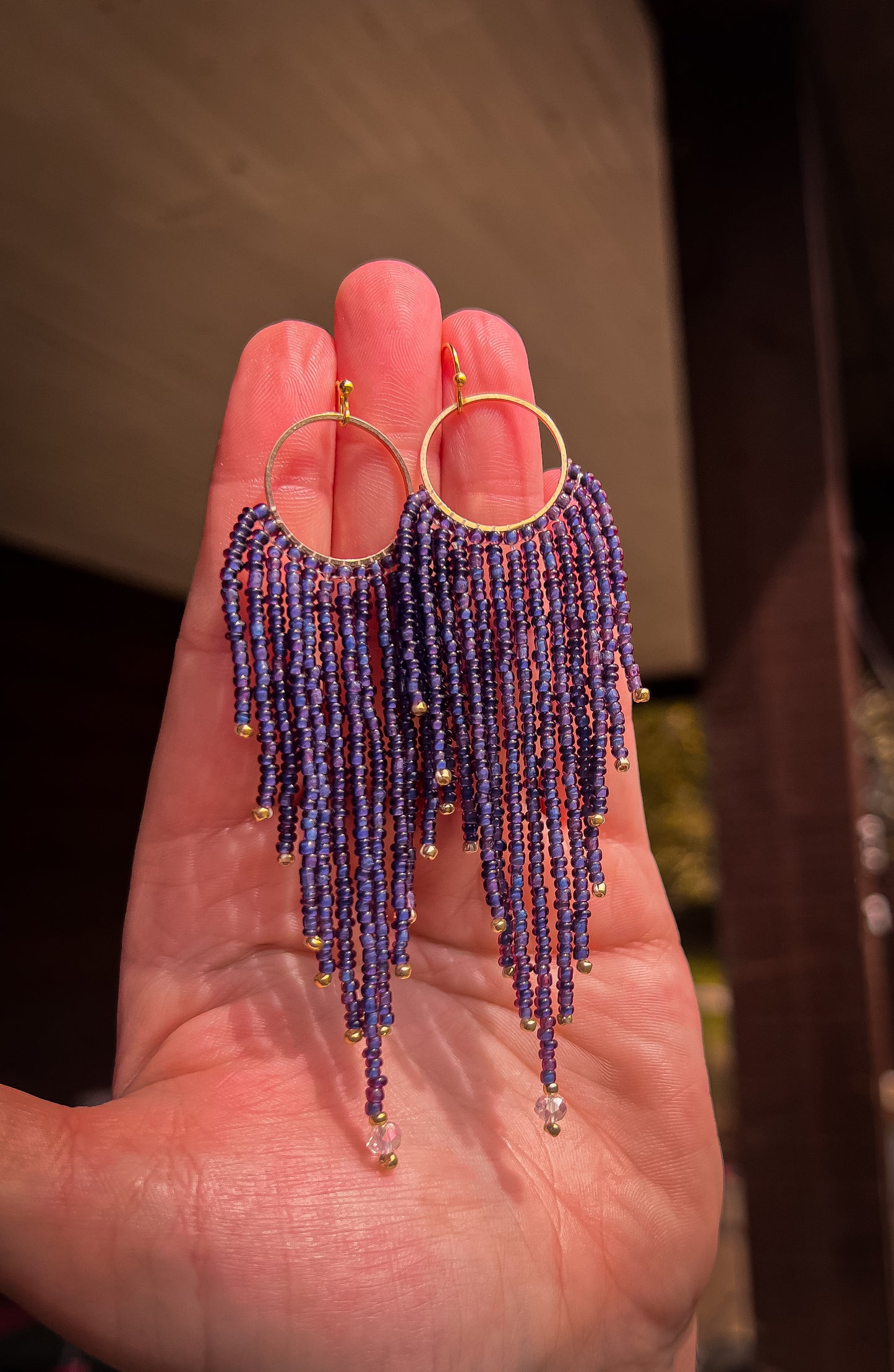Purple beaded earrings