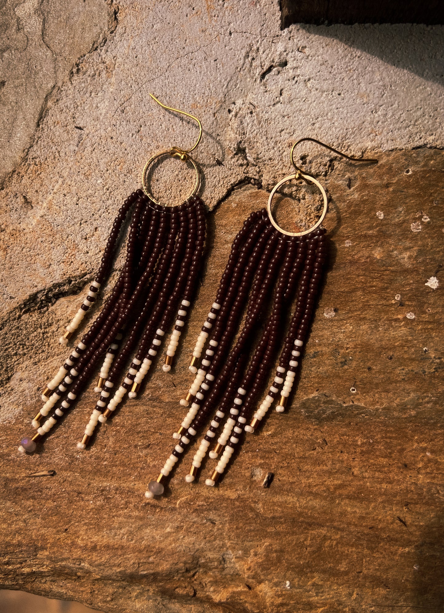 Brown beaded earrings