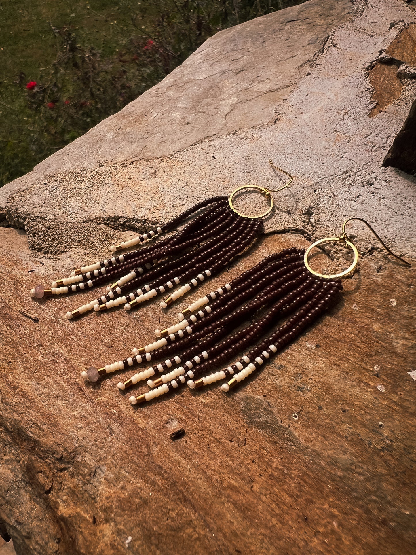 Brown beaded earrings
