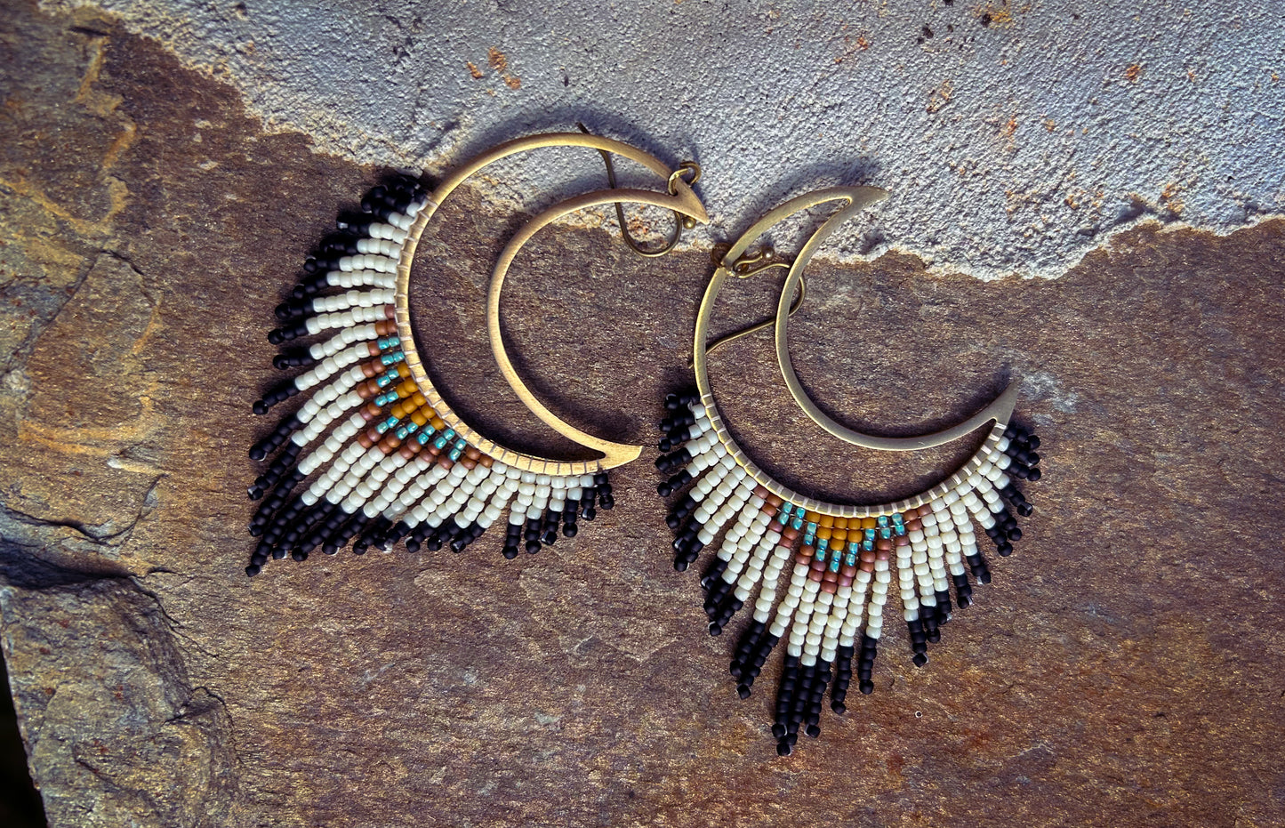 Brass moon dangles