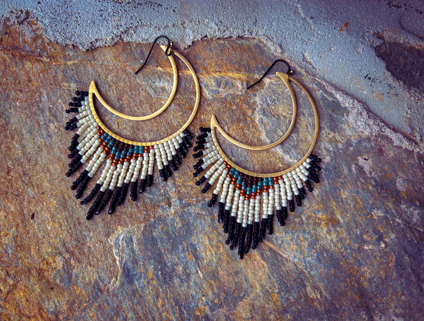 Brass moon dangles