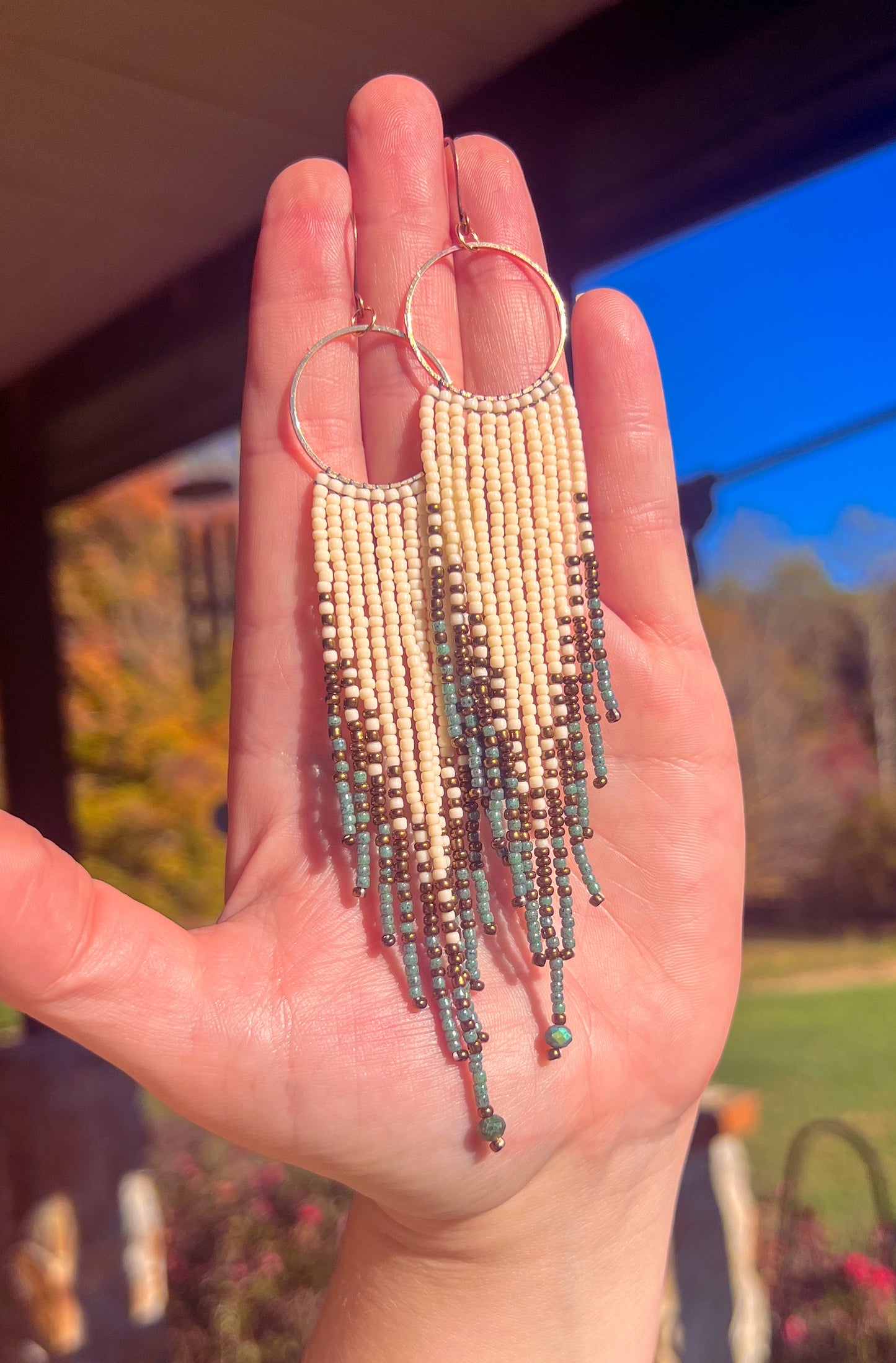 Long blue & bronze dangles