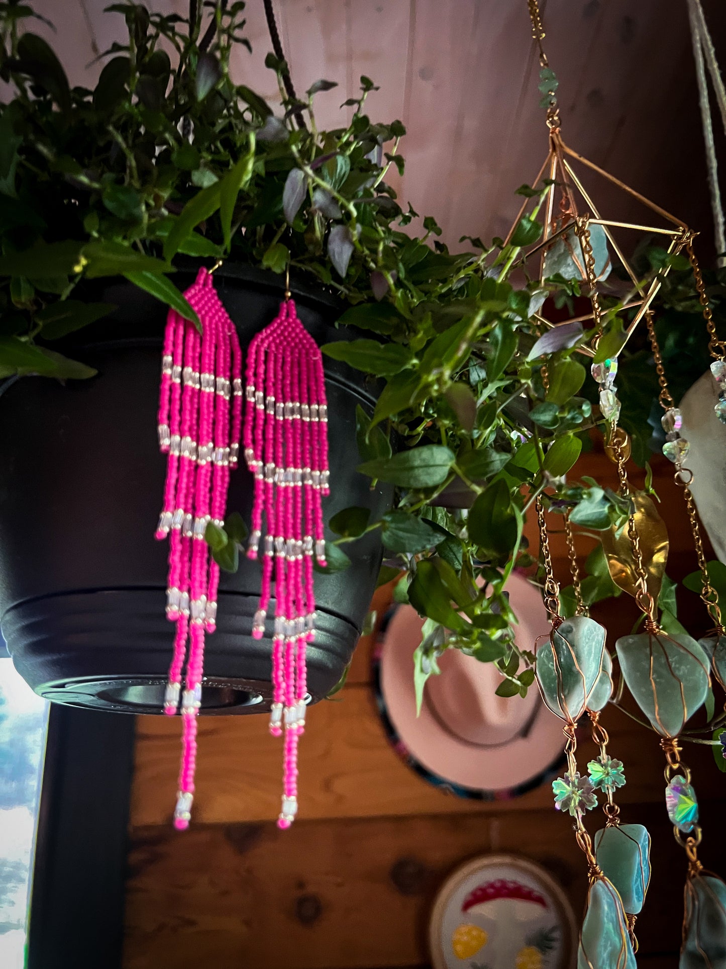 Hot pink long dangles