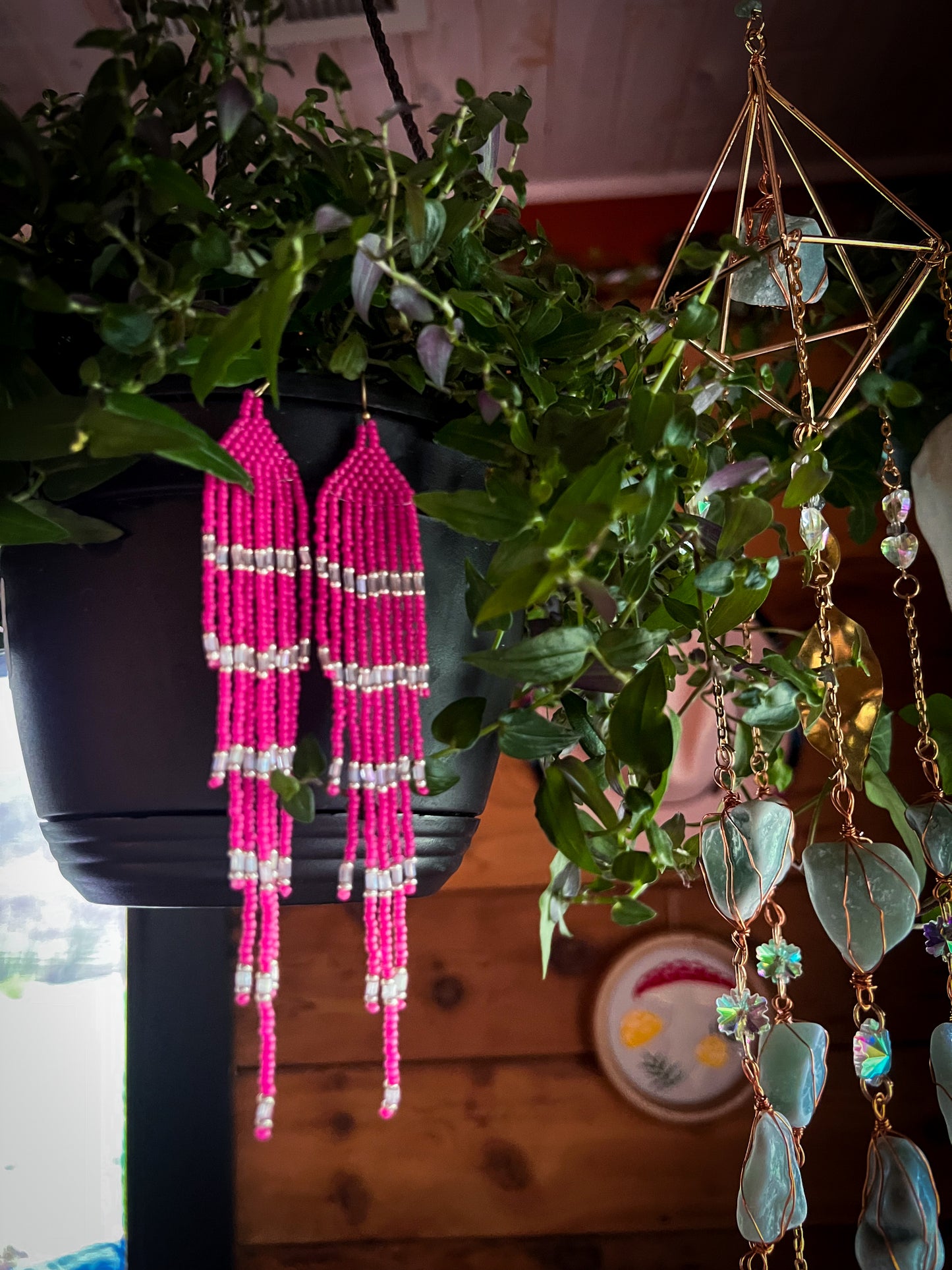 Hot pink long dangles