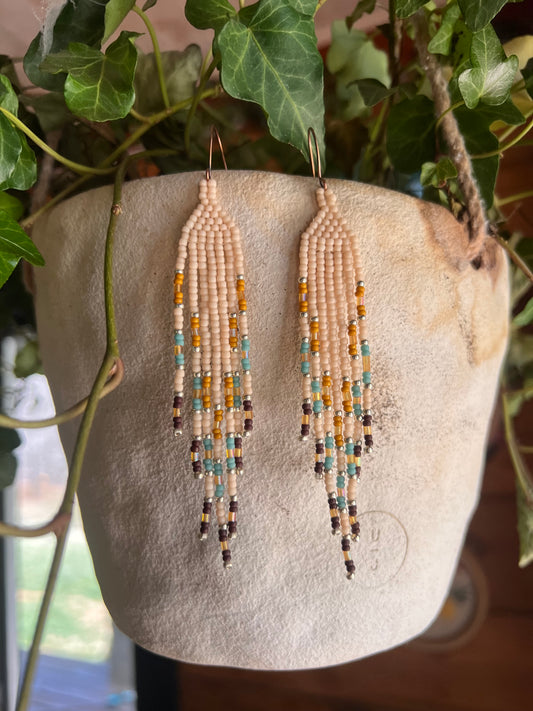 Small handmade beaded earrings , multicolor