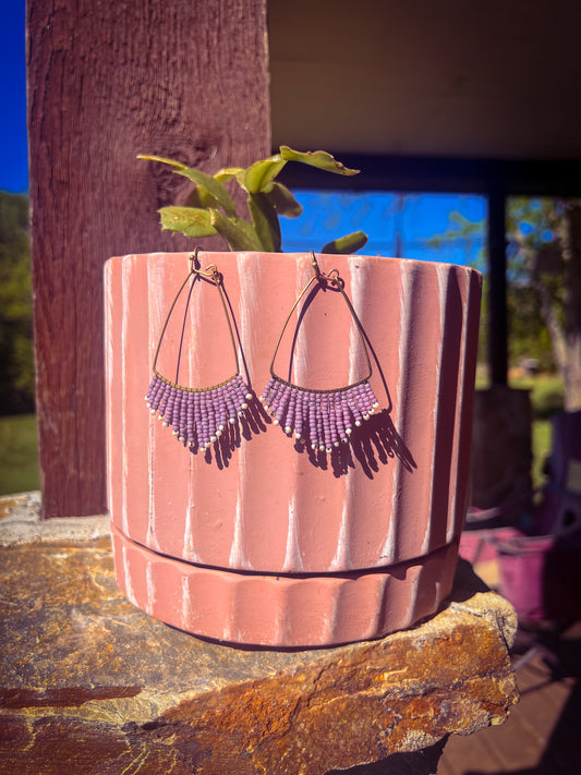 Small purple beaded earrings