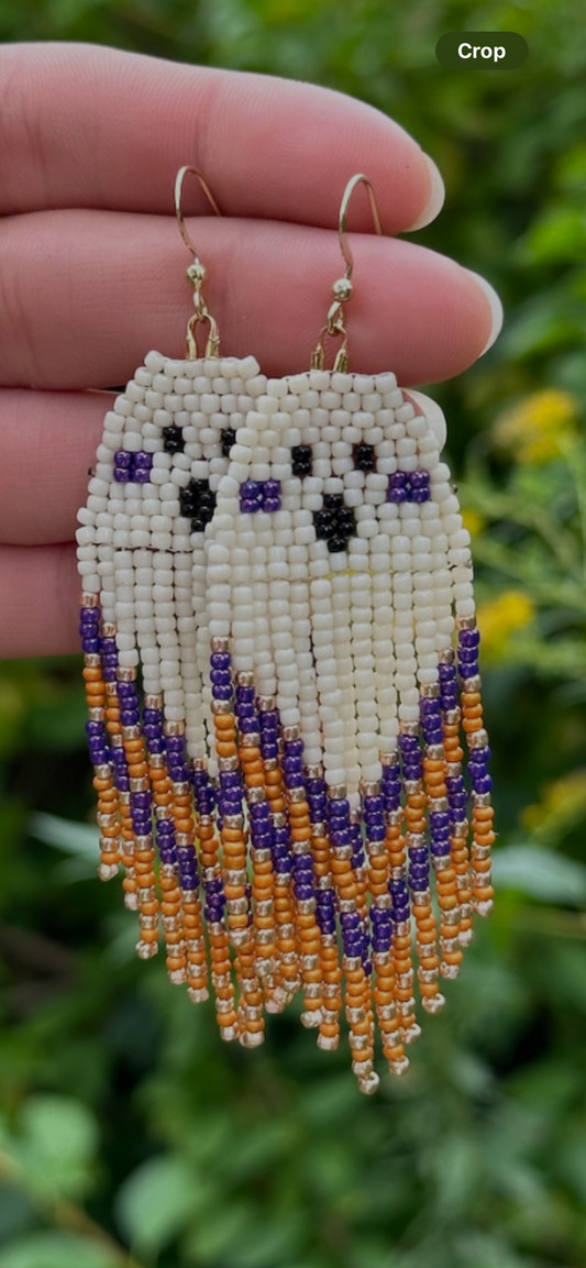 Beaded ghost earrings (contact for surprise colors)