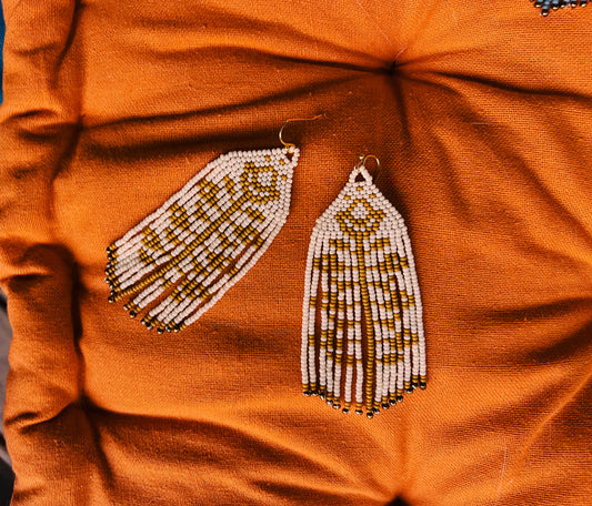 Mustard vintage handmade earrings (long)