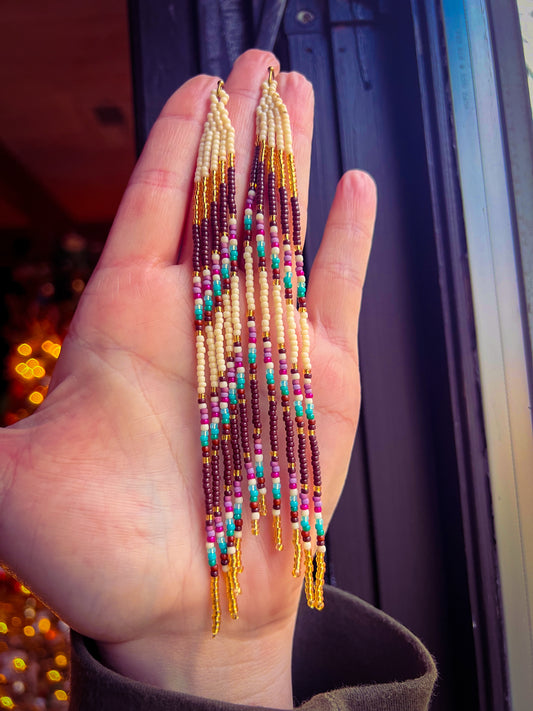 Multicolor long skinny dangles