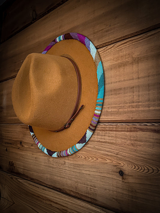 Hand beaded fedora hat