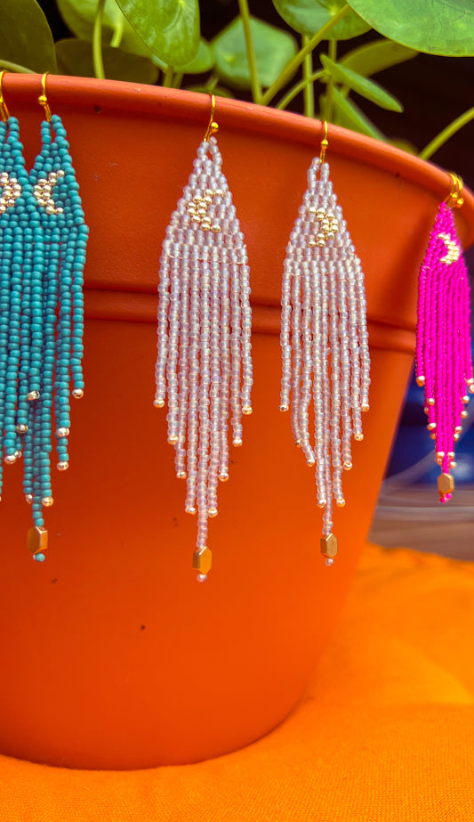 Moonstone color moon dangles