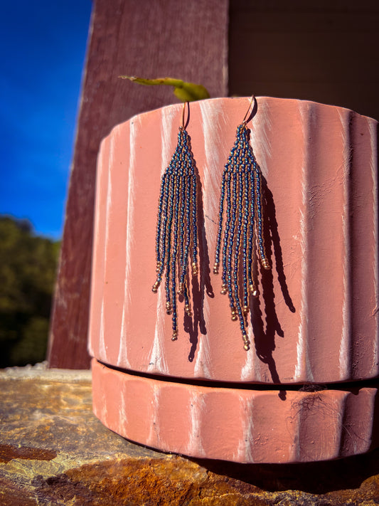 Small blue beaded earrings