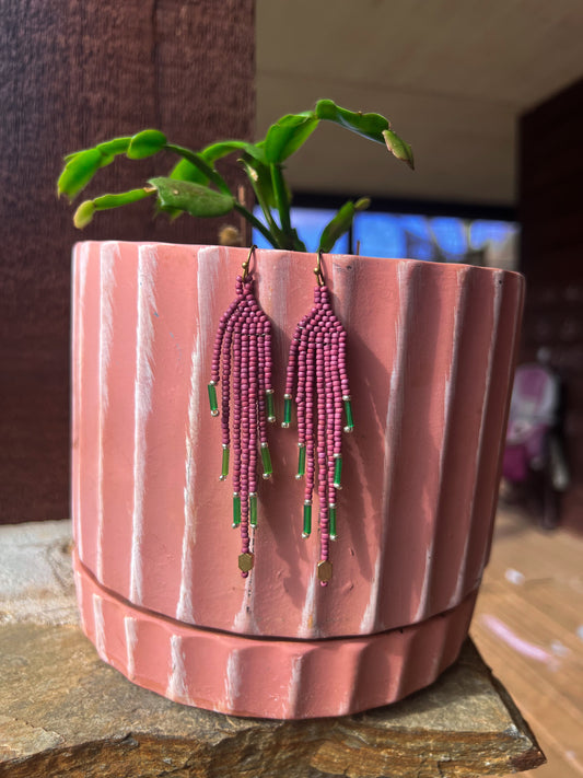 Mauve beaded dangles