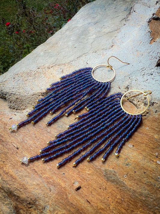 Purple beaded earrings