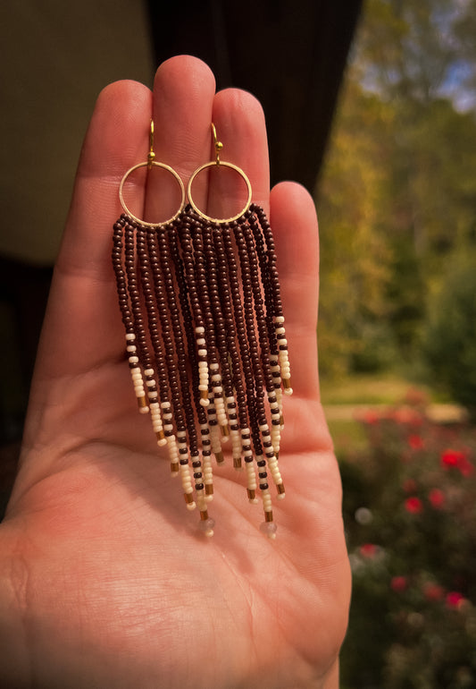 Brown beaded earrings