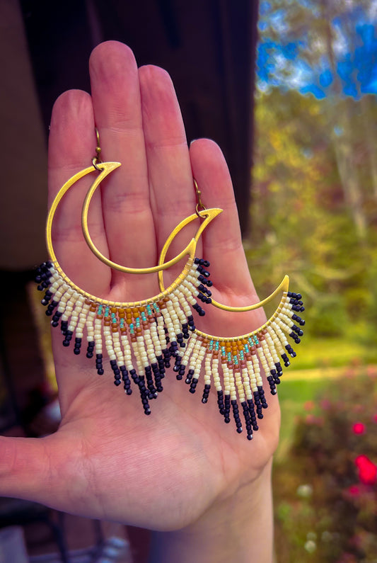 Brass moon dangles