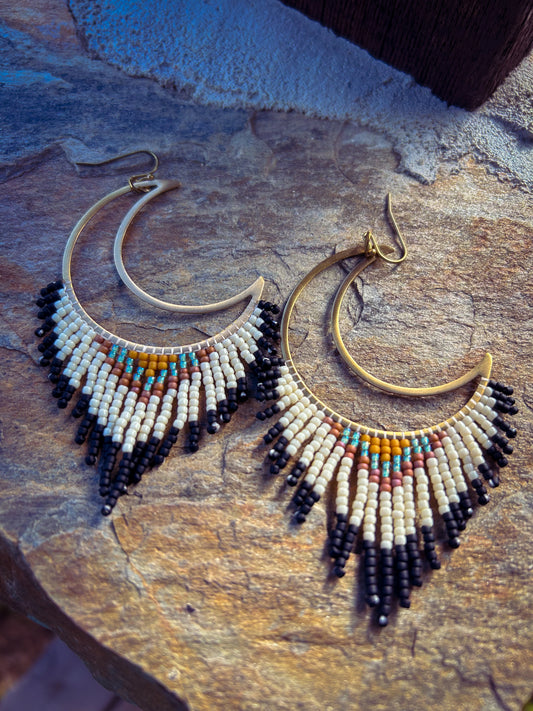 Brass moon dangles