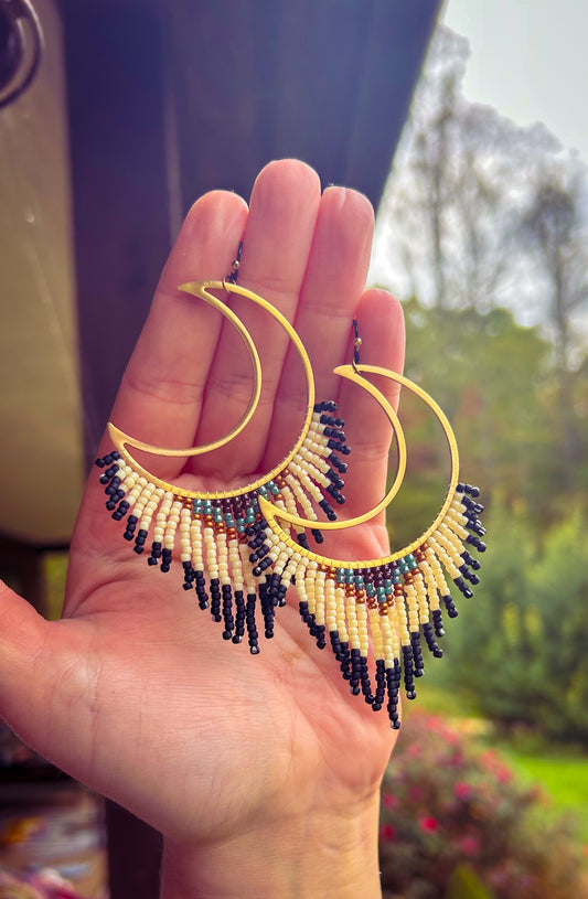 Brass moon dangles