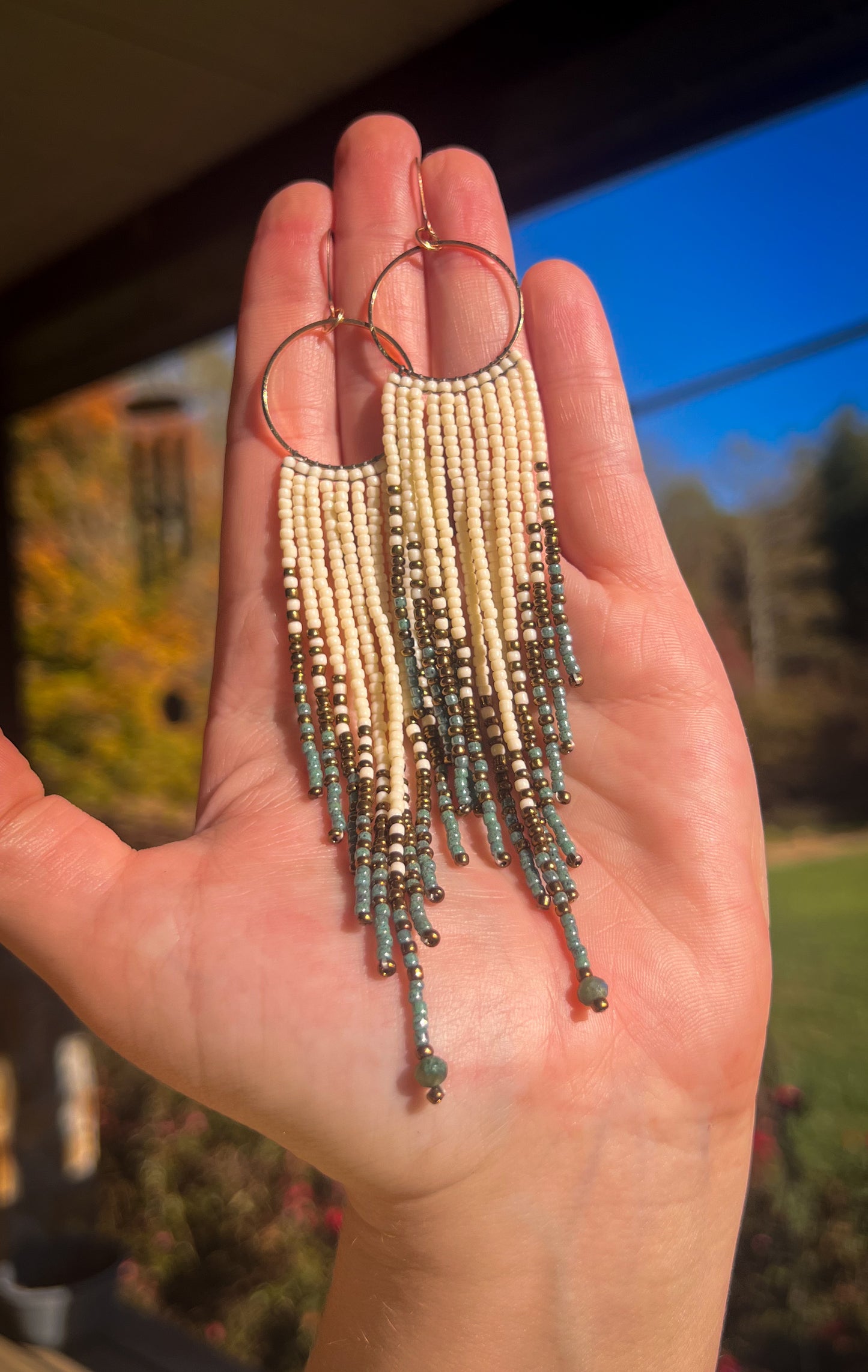 Long blue & bronze dangles