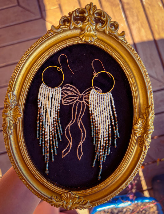 Long blue & bronze dangles