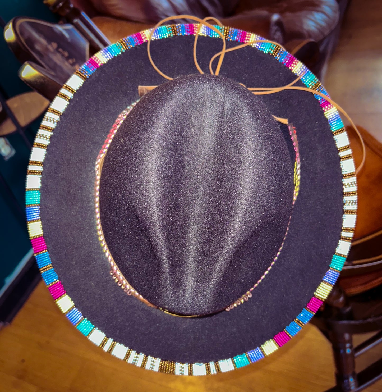 Beaded fedora hat