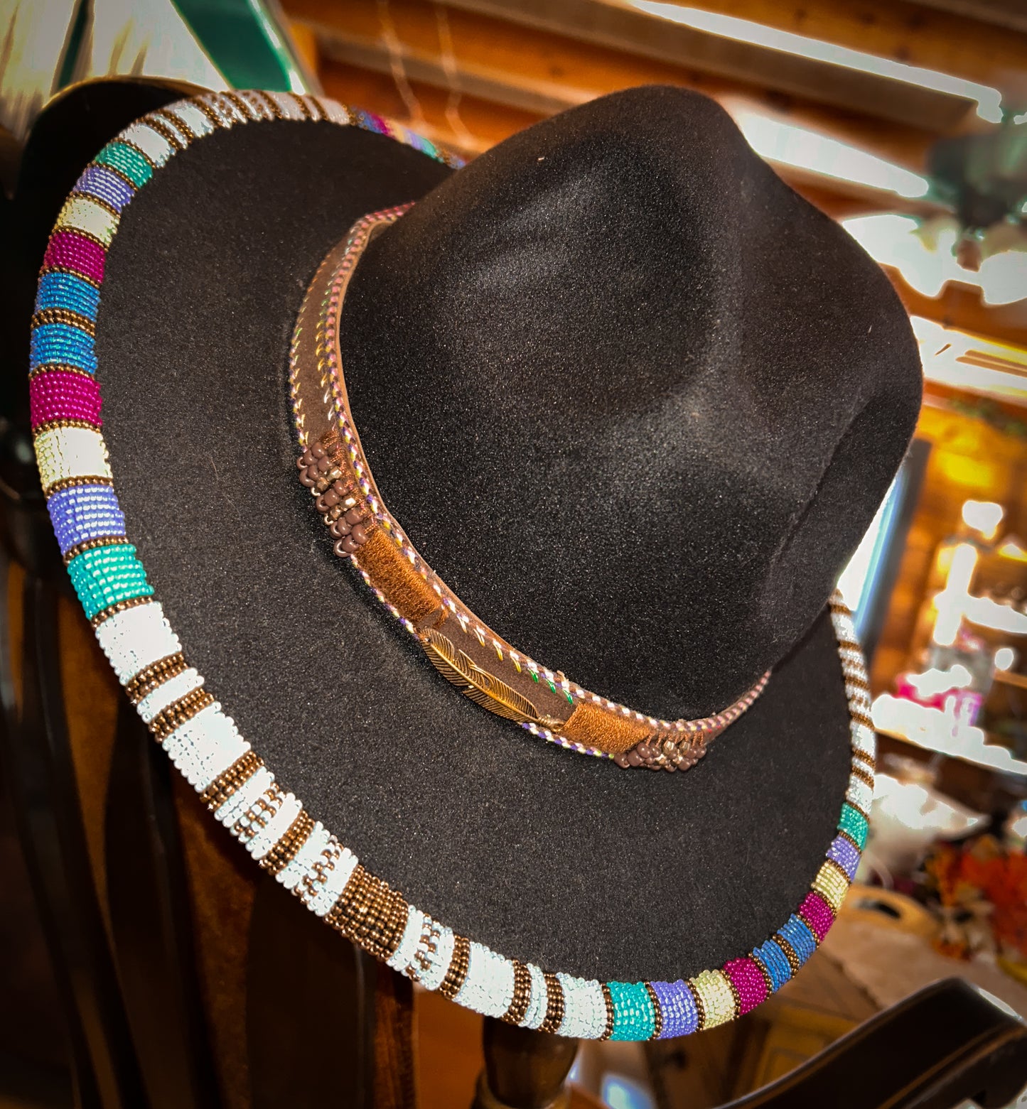 Beaded fedora hat
