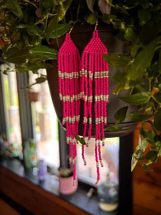 Hot pink long dangles